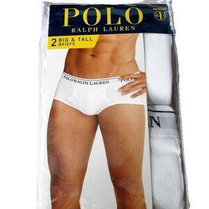 NEW Polo Ralph Lauren Men's 2-Pack Big & Tall Mid-Rise Briefs 3X 50-52 White